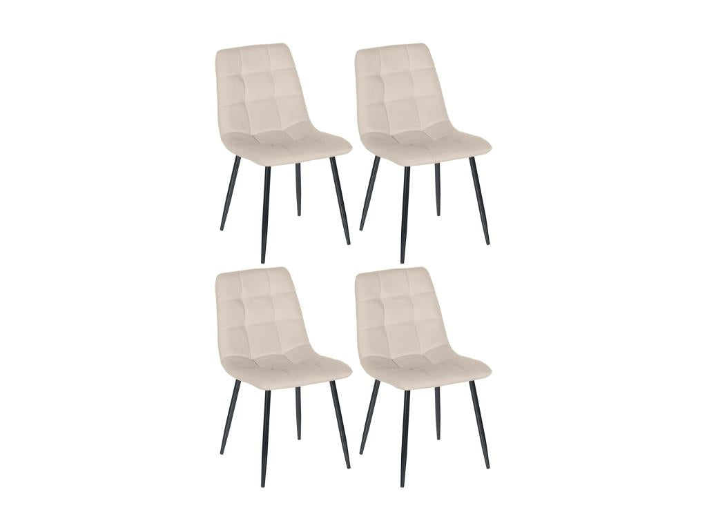 Set of 4 dining chairs - Velvet / Matte black metal - Cream - Boisona KXGG03029