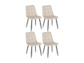 Set of 4 dining chairs - Velvet / Matte black metal - Cream - Boisona KXGG03029