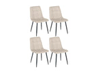 Set of 4 dining chairs - Velvet / Matte black metal - Cream - Boisona KXGG03029