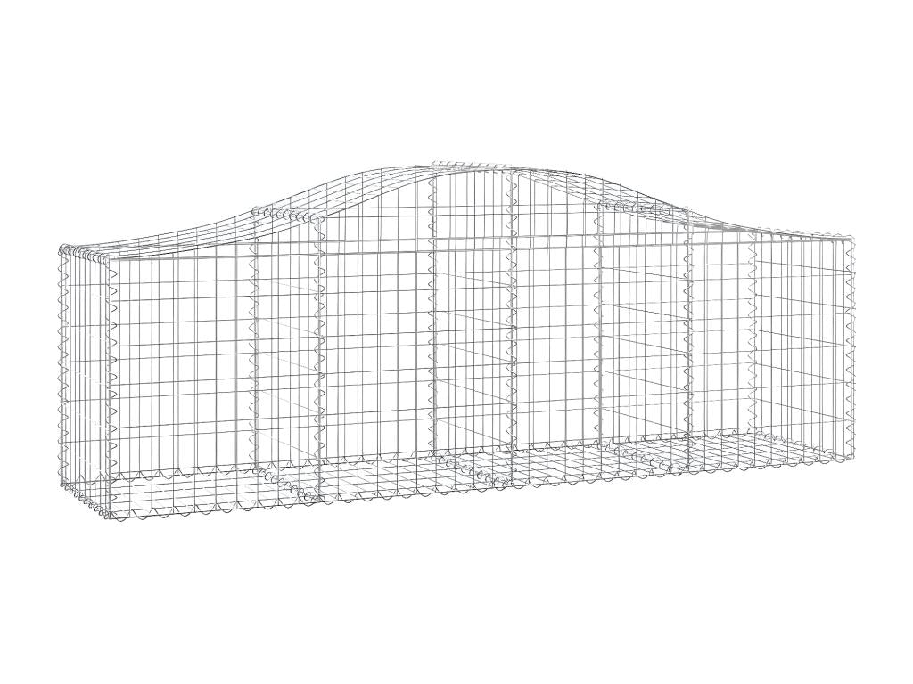 3-piece arched gabion baskets, 200x50x60/80 cm, galvanized iron, MITN93848