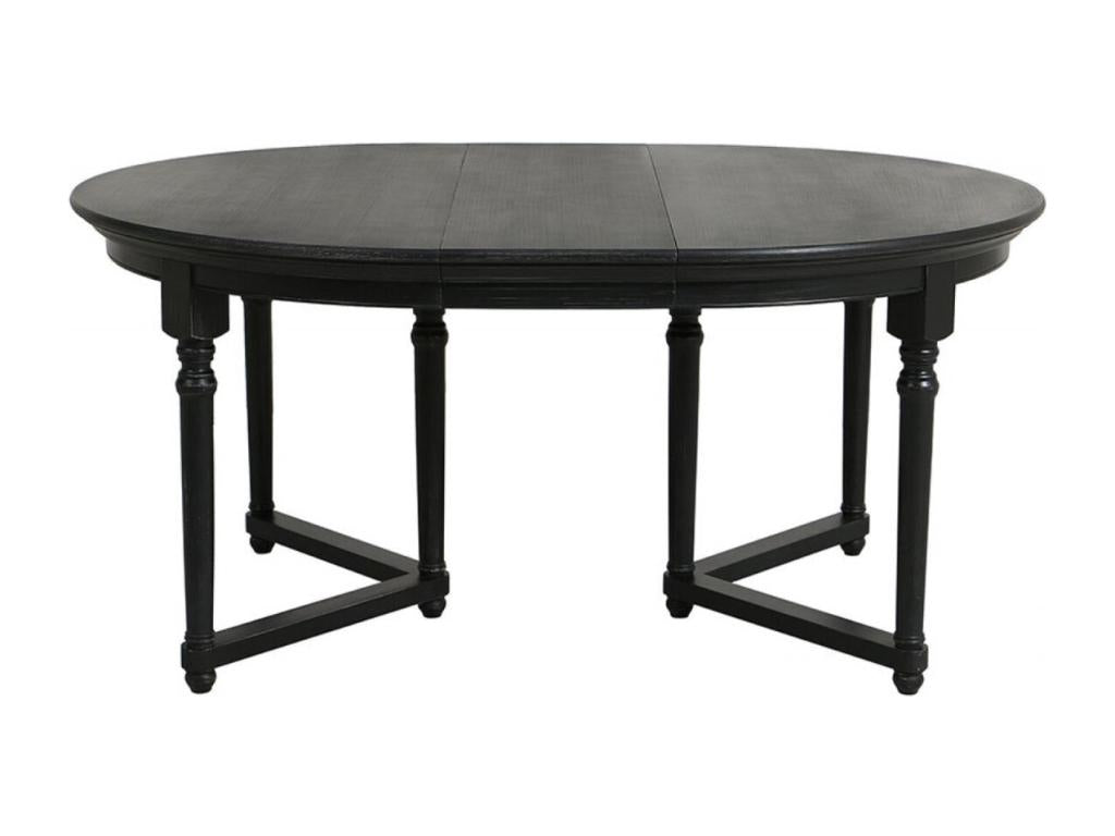 Extendable Round Table with 6 Wooden Legs - Boisona Black - Boisona HYXS85775