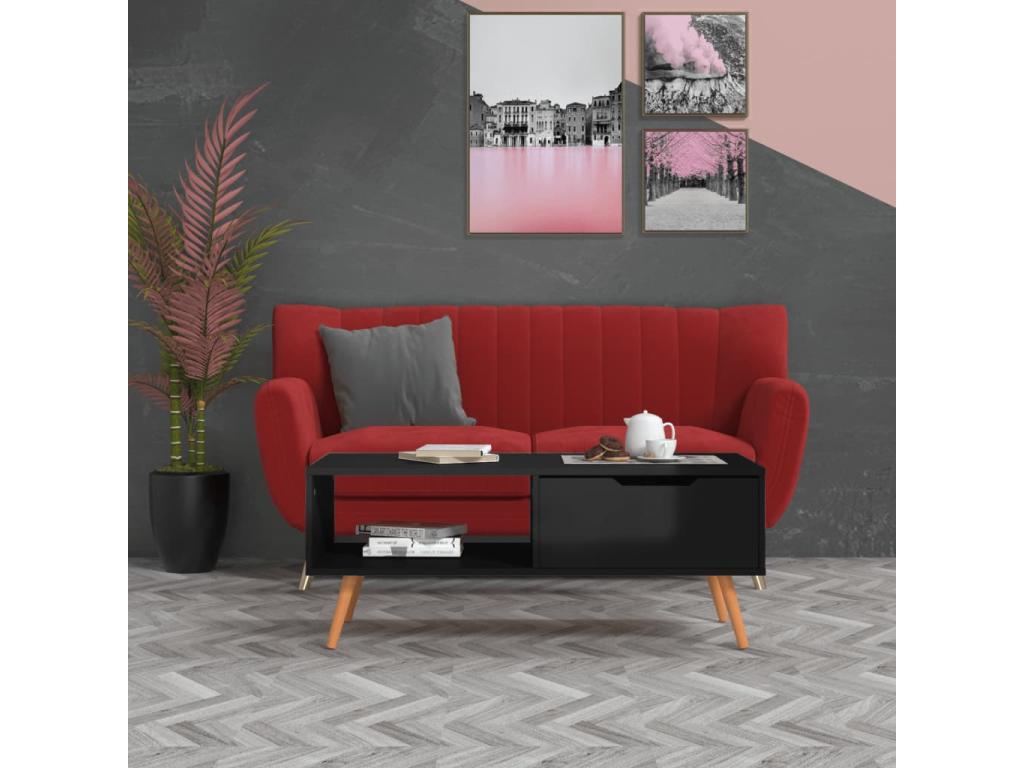 Glossy black coffee table 100x49.5x43 cm Chipboard GZLP52713