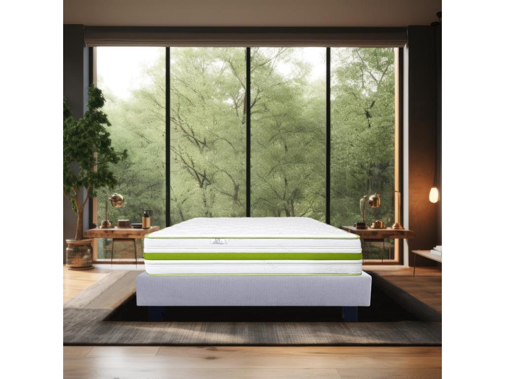 Boisona 30cm High Density Foam Mattress Set, Firm Summer/Winter Sides, Grey Slatted Base 20cm Thick, 90x190cm CSFC11886