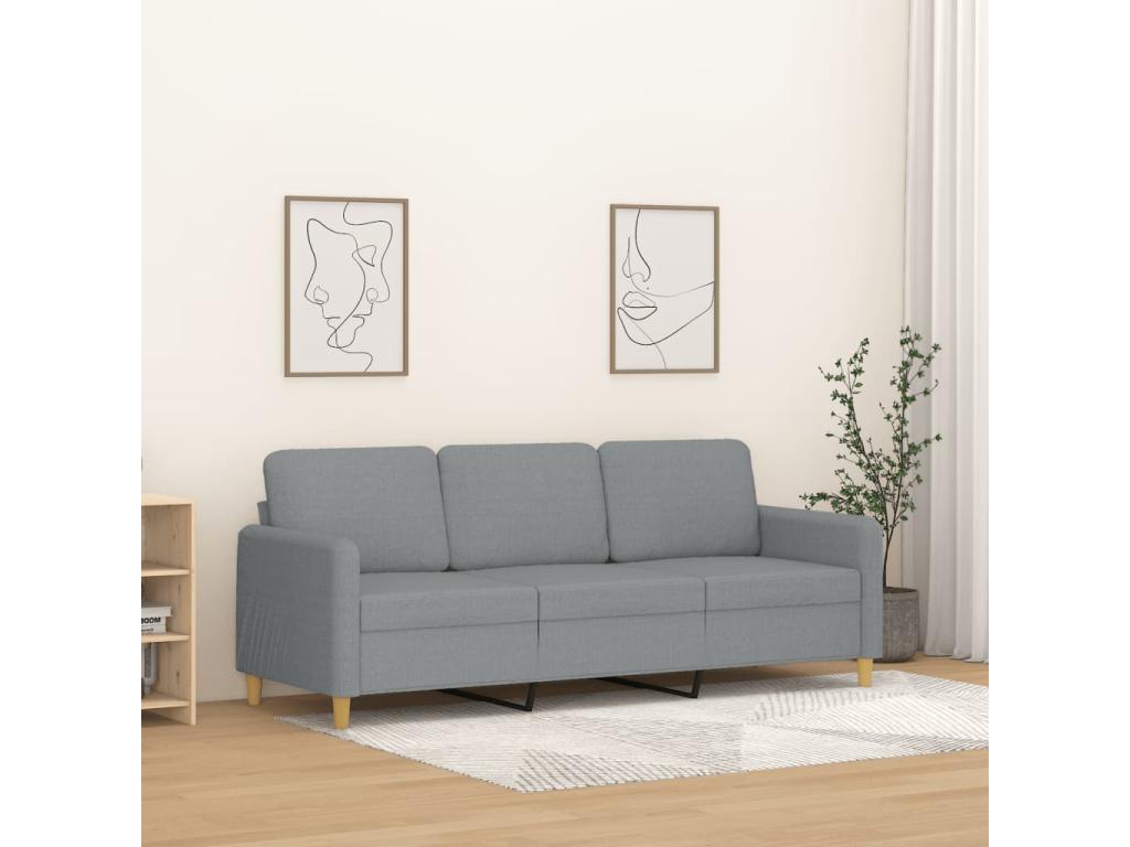 3-seater sofa, light grey, 180 cm, fabric LKQC42252