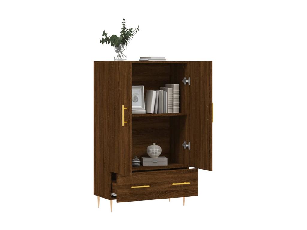 High sideboard in brown oak, 69.5x31x115 cm, engineered wood, AQRR78587