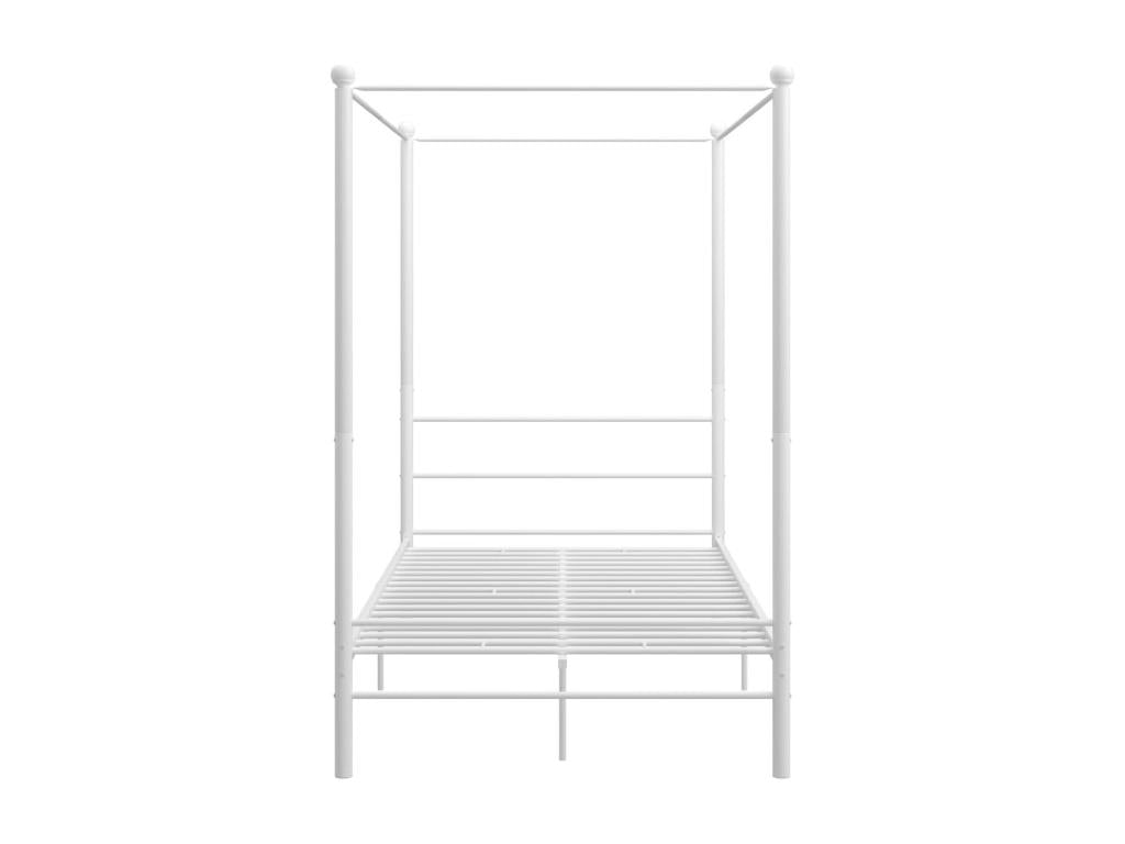 White metal four-poster bed frame without mattress, 120x200 cm, TCGB93013