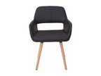 Retro design dining chair with brown PVC seat and light-colored legs 04 0006302 VHSF46901
