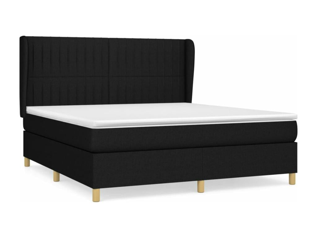 Upholstered bed base with mattress, black, 160x200 cm, fabric, IEYJ32628