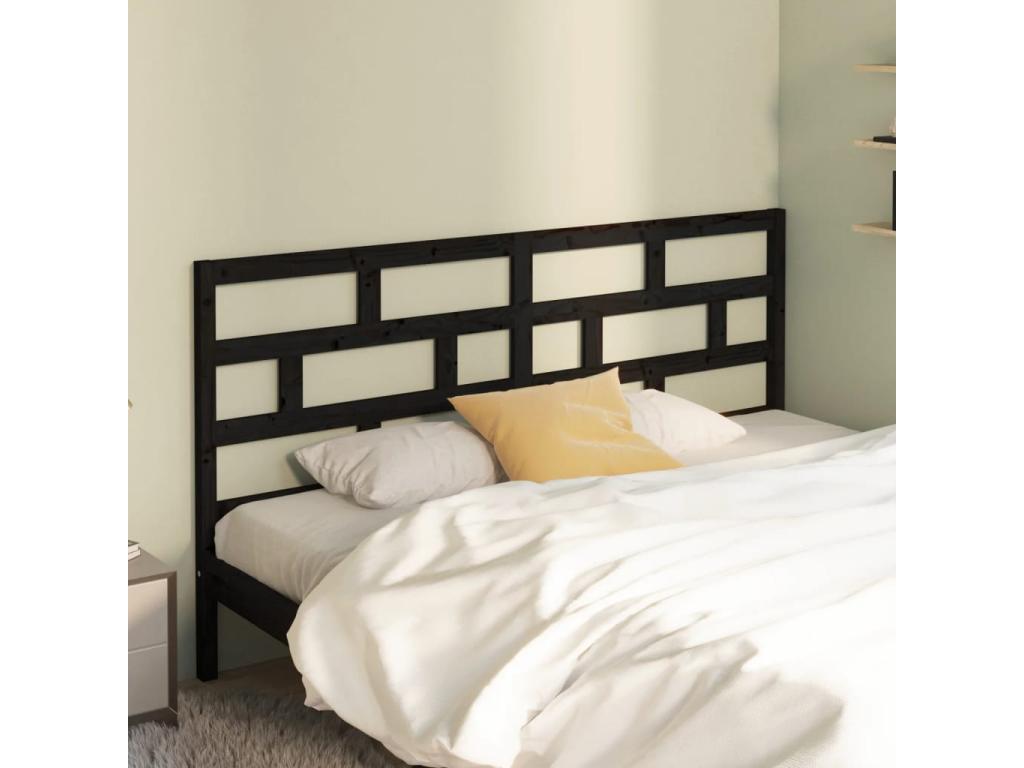Black Headboard 186x4x100 cm Solid Pine Wood YVBC83258