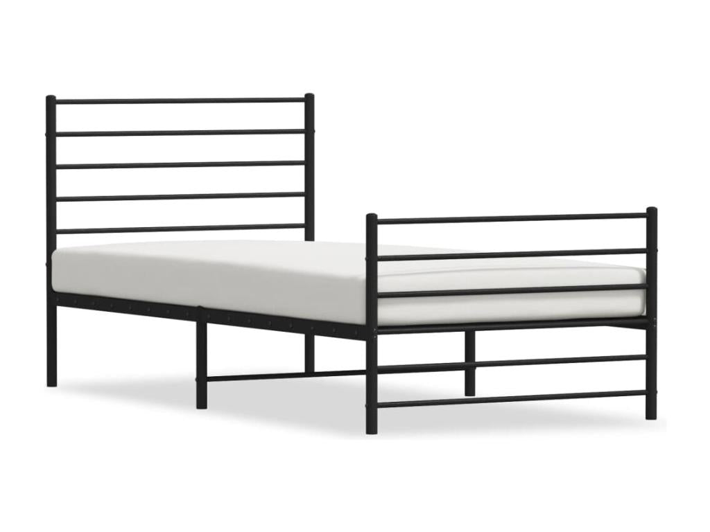 Metal bed frame with headboard/footboard, black, 90x200 cm NMJV21589