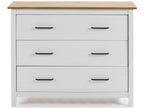 Chest of drawers in solid pine with white waxed finish and oak storage unit - Length 100 x Depth 40 x Height 80 cm EFIW27186