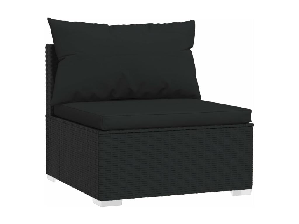 5-piece garden furniture set with cushions, black woven resin, EPSY11369