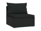5-piece garden furniture set with cushions, black woven resin, EPSY11369