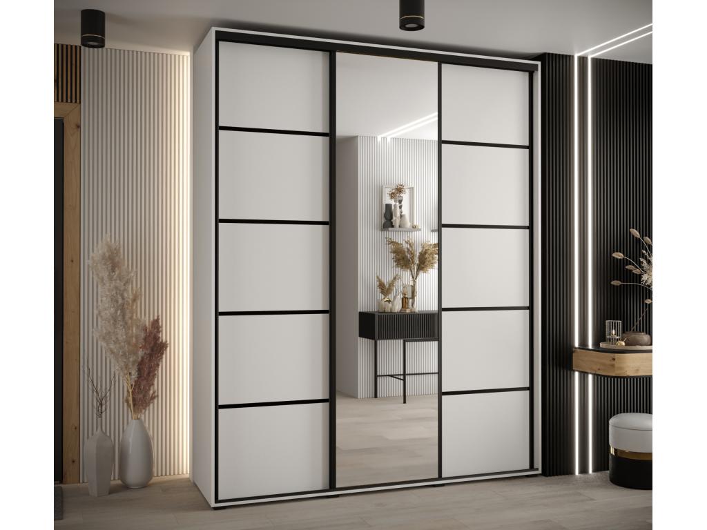 5-DOOR SLIDING WARDROBE 235.2/180/60 3 doors White/White/Black VQZE19235