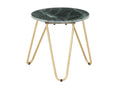 Boisona side table with green marble effect and gold metal legs, 40cm diameter, GKRN57124