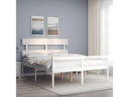 Bed frame with white headboard, 160x200 cm, solid wood, GXAY58162