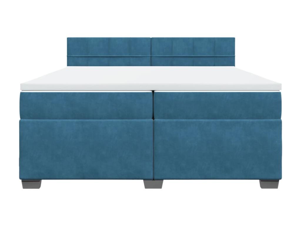 Boisona bed base and mattress, blue, 200x200 cm, velvet, OEOX07945