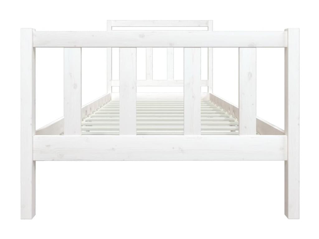 Bed frame without mattress, white, solid wood, 100x200 cm, PRAG63712