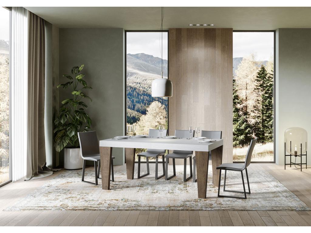 Extendable table 90x180/284 cm Boisona Mix White Ash top Walnut legs SLRS09958