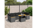8-piece garden furniture set with cushions, black woven resin OEKE45845