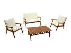 Solid wood garden furniture set with removable cushions, natural beige, Boisona SNLI42025