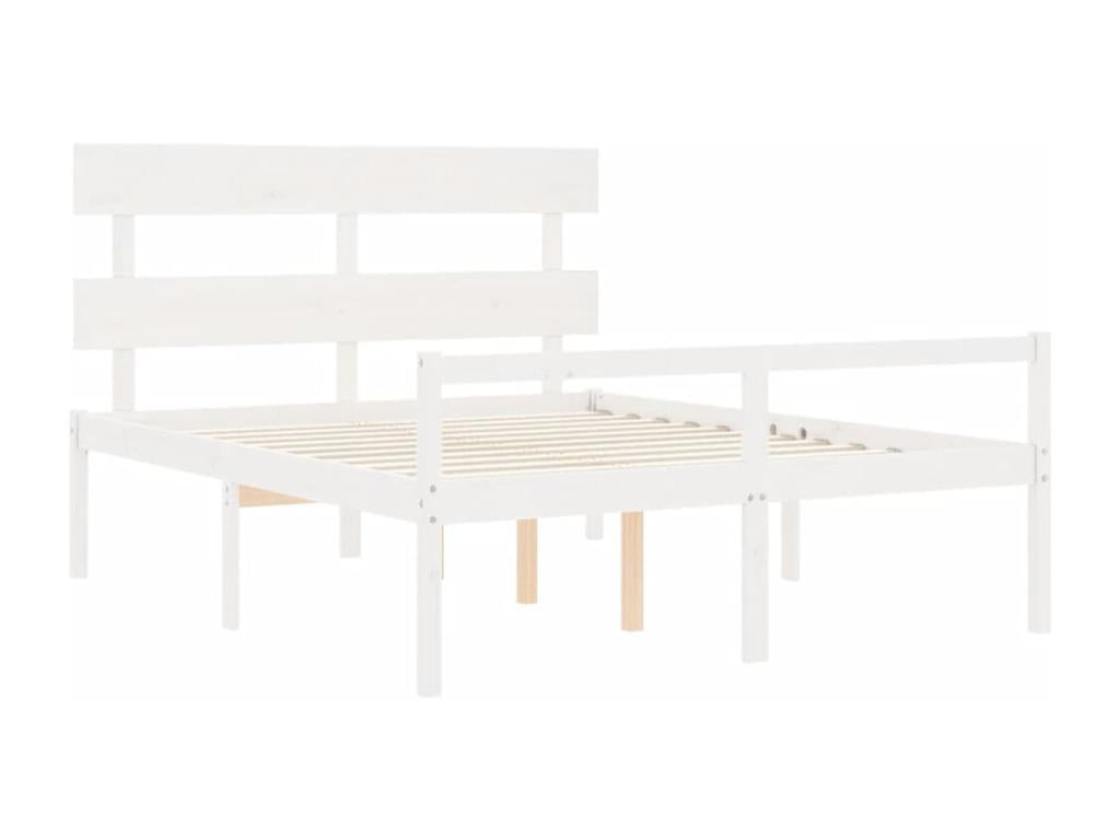 Bed frame with white headboard, 160x200 cm, solid wood, GXAY58162
