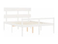 Bed frame with white headboard, 160x200 cm, solid wood, GXAY58162
