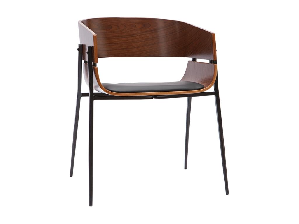 Set of 2 Boisona QAOA43572 Dark Wood and Black Metal Designer Chairs