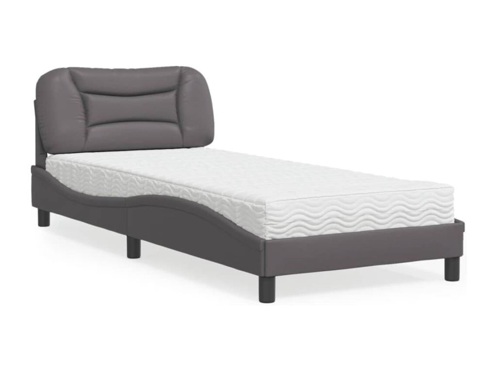 Bed with grey mattress 80x200 cm faux leather IUIZ84172