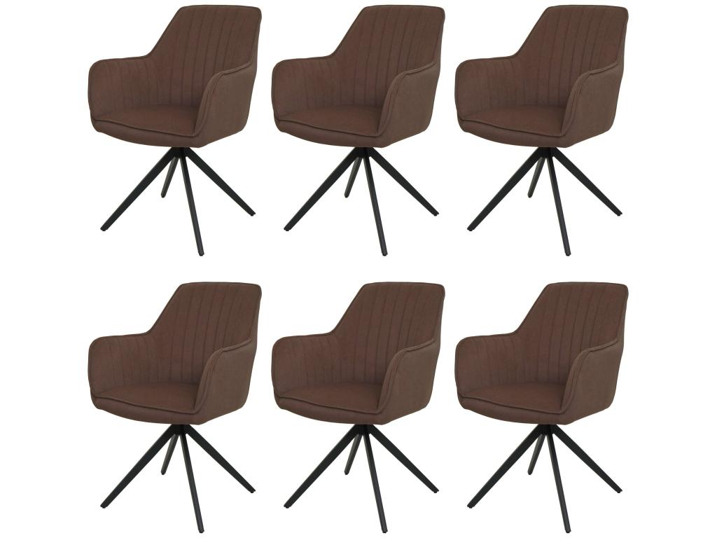 Set of 6 Boisona-L79 dining chairs, kitchen chairs with armrests, swivel, self-positioning, fabric/textile HUHN04120