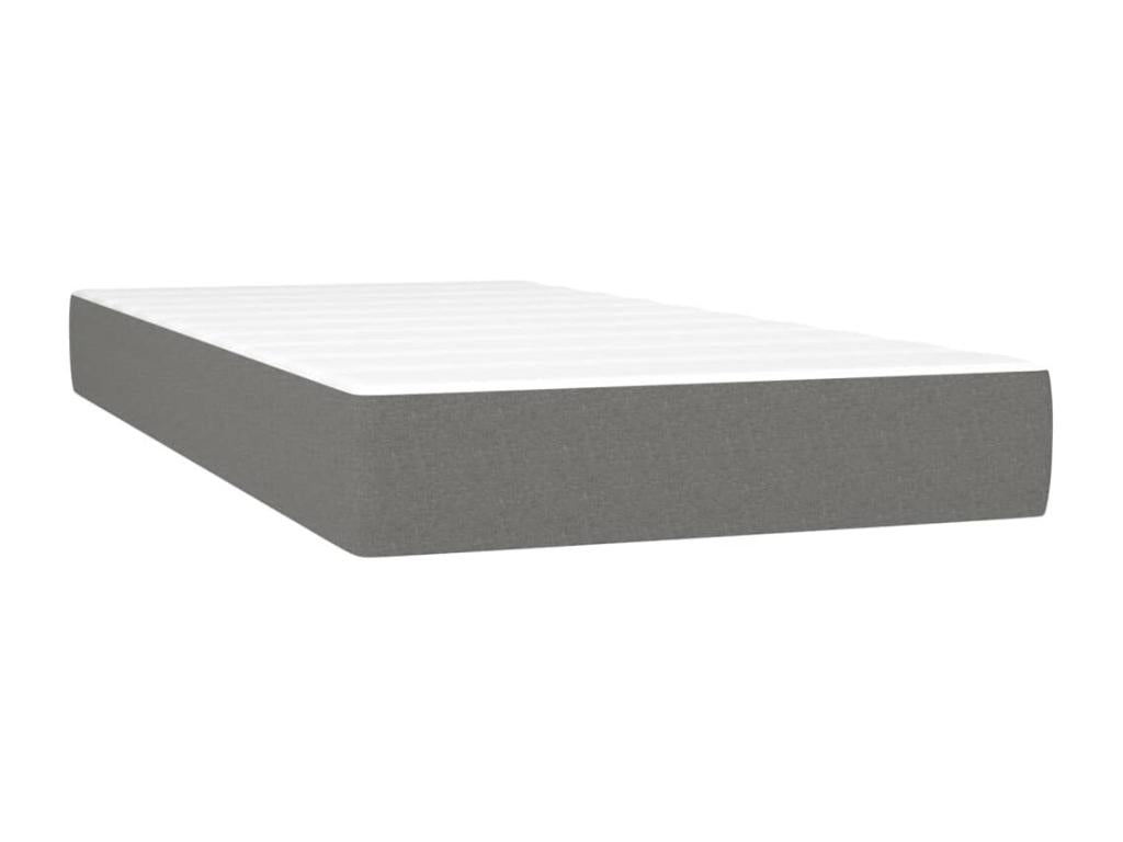 Upholstered bed base and mattress, Dark Grey, 90x190 cm, Fabric UAGE44908