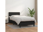 Upholstered bed base with mattress, black, 90x200 cm, faux leather, YXLJ95026