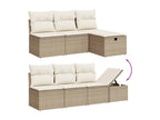 9-piece garden furniture set with cushions, beige woven resin EJGT58805