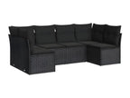 6-piece garden furniture set with cushions, black resin wicker SJQO25727