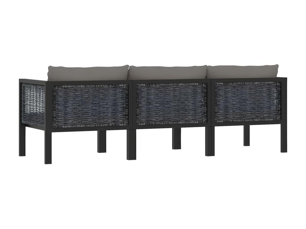 3-seater sofa with cushions, anthracite, woven resin UKWG05150