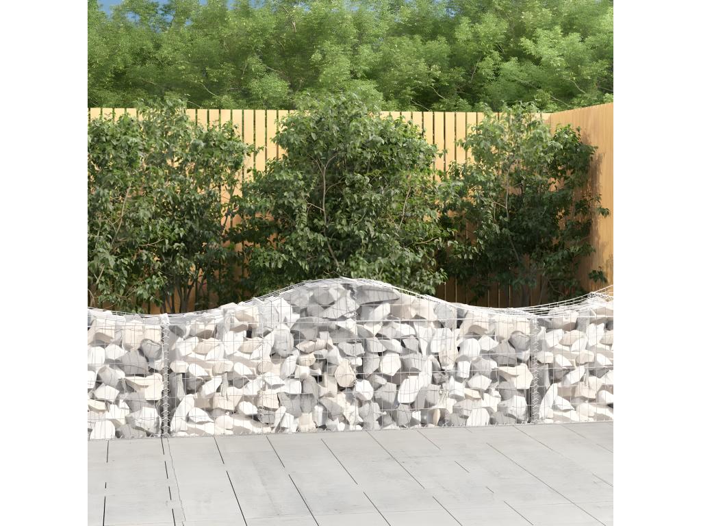 3-piece arched gabion baskets, 200x50x60/80 cm, galvanized iron, MITN93848