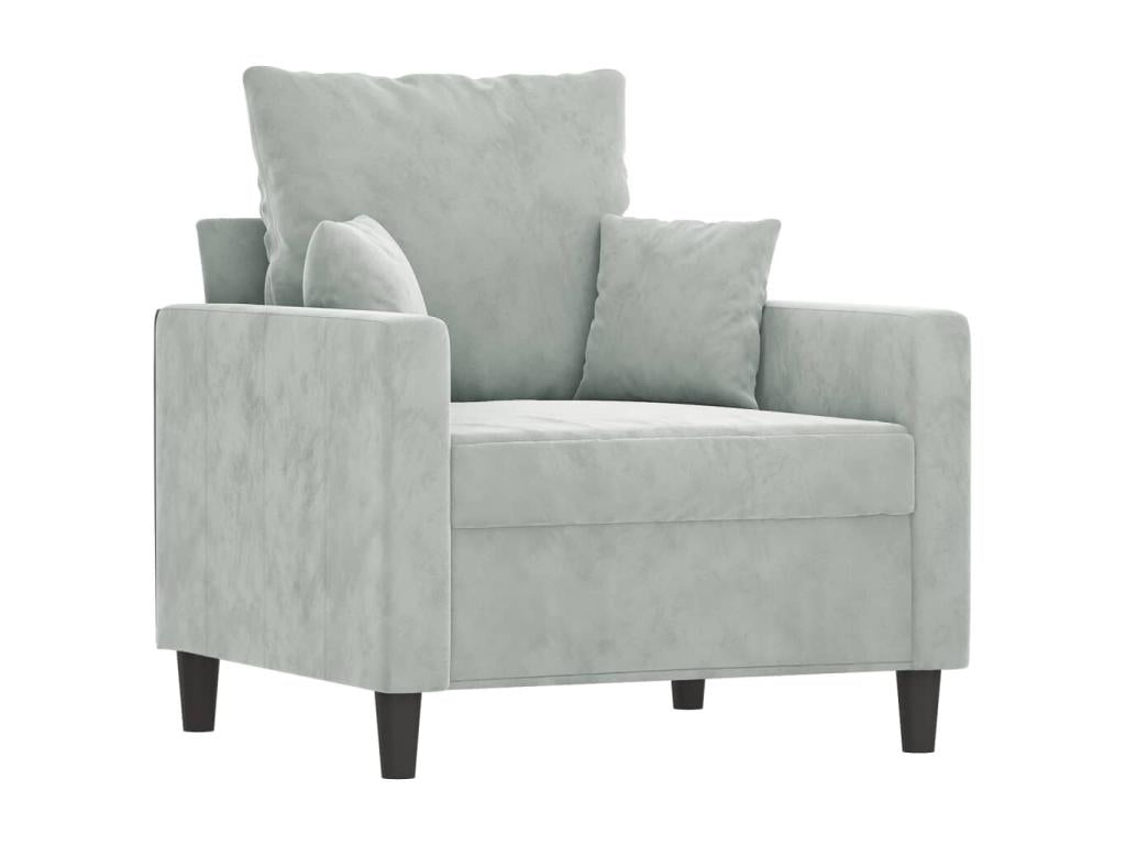 3-piece sofa set with cushions, light grey velvet YQLJ69526
