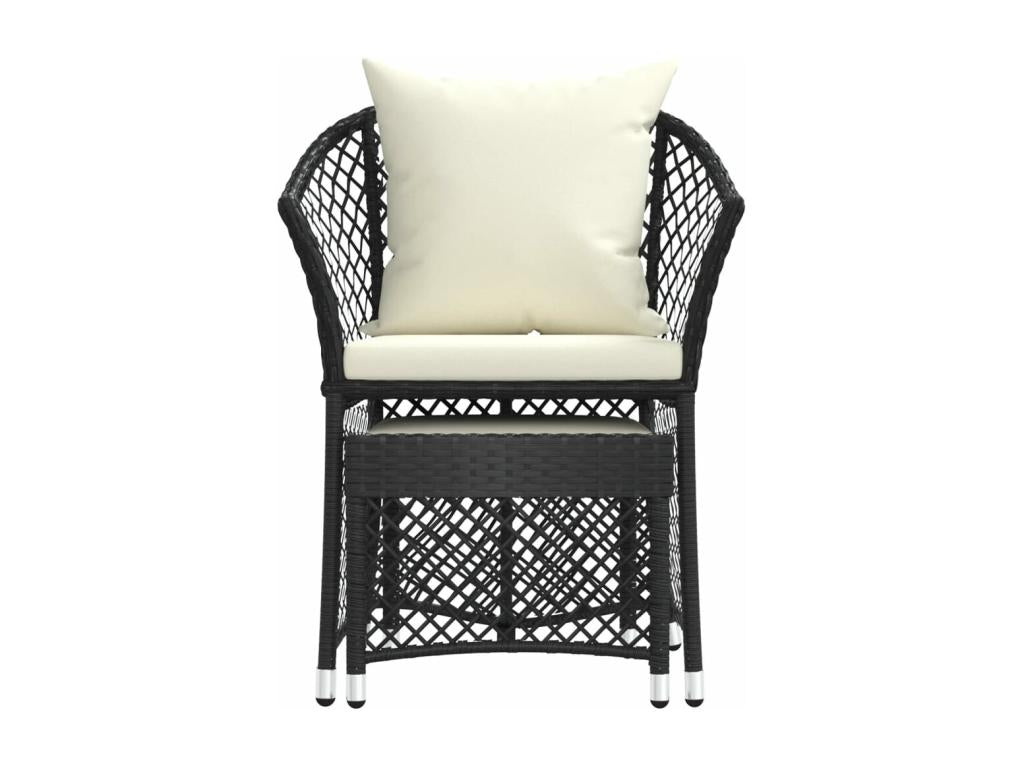 2-piece garden furniture set with cushions, black woven resin, YPUJ41346