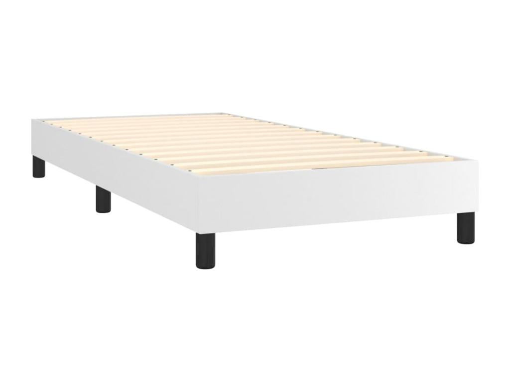 Boisona bed base with mattress, white, 90x190 cm, faux leather, WWHH13594
