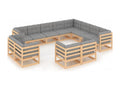 12-piece garden furniture set with cushions, solid pine wood, NUQX13145