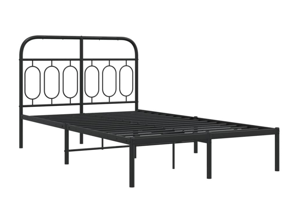 Metal bed frame without mattress, with black headboard, 120x190cm DJPJ37726