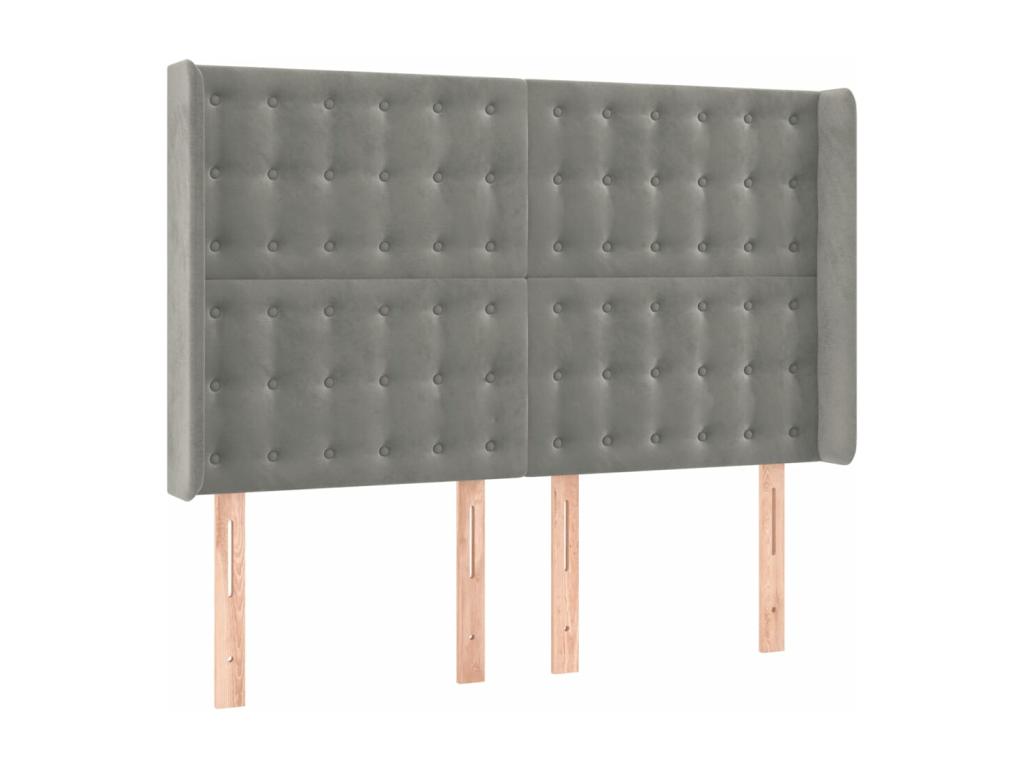 Light Grey LED Headboard 147x16x118/128 cm Velvet FBHZ67089