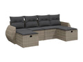 6-piece garden furniture set with grey resin wicker cushions BAIA59888