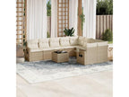10-piece garden furniture set with cushions, beige woven resin JRWN38610