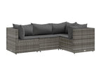 4-piece garden furniture set with cushions, Grey Wicker Resin GOHG51541