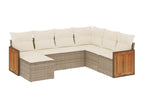 7-piece garden furniture set with cushions, beige woven resin LGTU96431