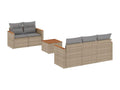 Boisona 6-piece garden furniture set with cushions, beige woven resin, STTY78441
