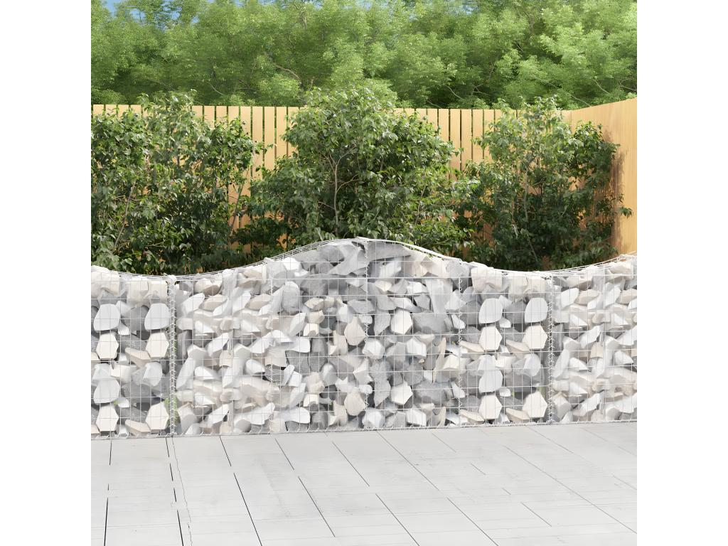 6-piece arched gabion baskets, 200x30x80/100 cm, galvanized iron NGWW09255