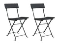 Folding bistro chairs, set of 2, black, woven resin, steel, AVBF54647