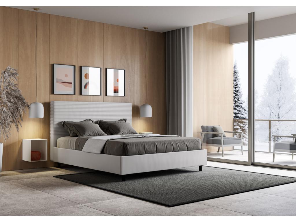 Boisona HSPS77047 Upholstered Storage Bed 160x190 White Faux Leather